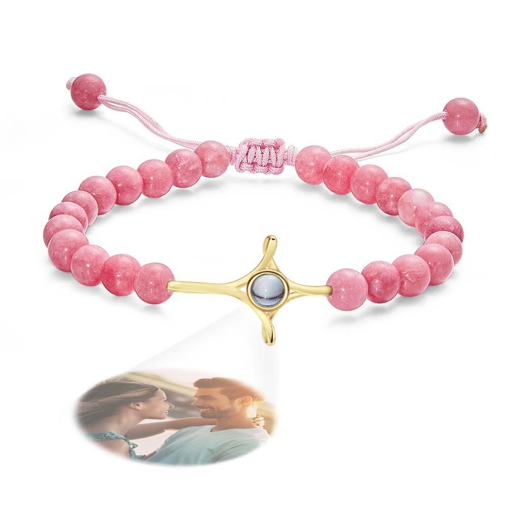 Braccialetto Personalizzato Con Perline Di Proiezione Di Foto Con Croce Regalo Commemorativo Per Lei - soufeelit