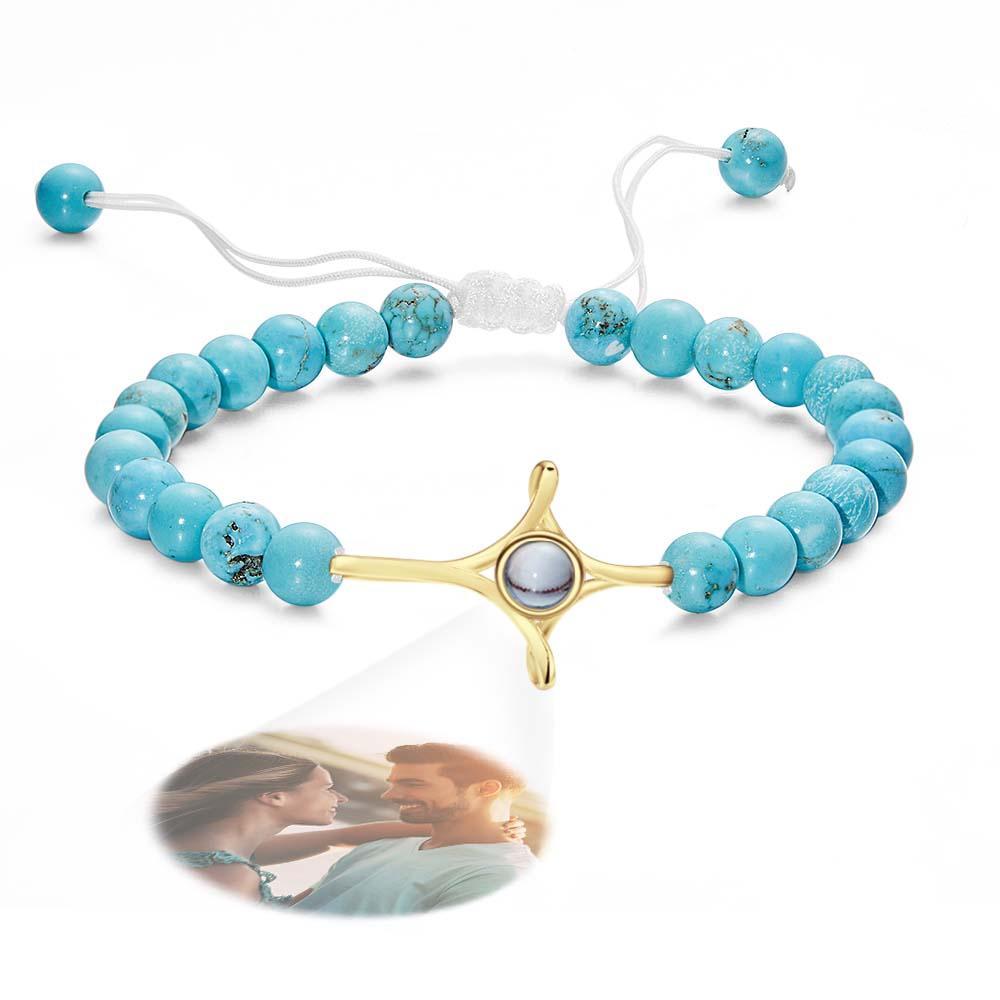 Braccialetto Personalizzato Con Perline Di Proiezione Di Foto Con Croce Regalo Commemorativo Per Lei - soufeelit