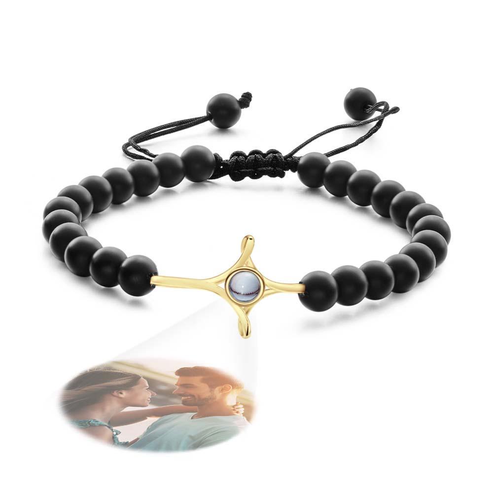 Braccialetto Personalizzato Con Perline Di Proiezione Di Foto Con Croce Regalo Commemorativo Per Lei - soufeelit