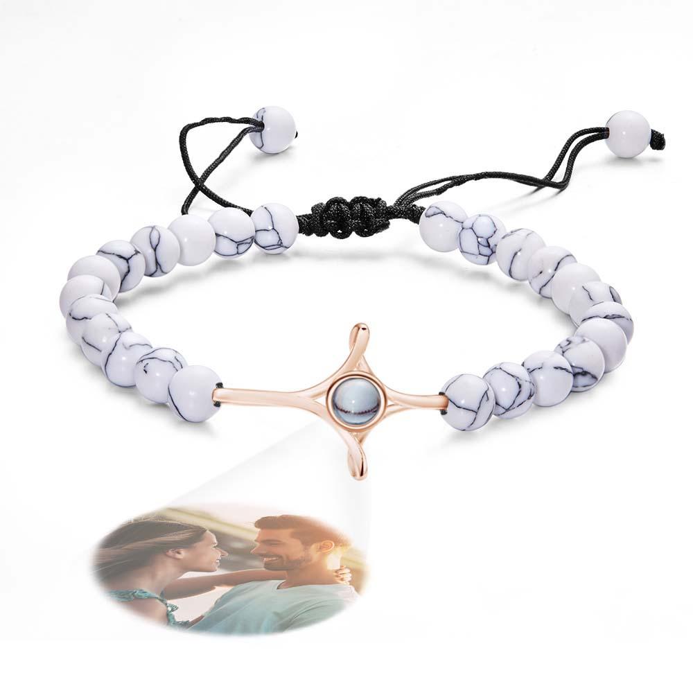 Braccialetto Personalizzato Con Perline Di Proiezione Di Foto Con Croce Regalo Commemorativo Per Lei - soufeelit