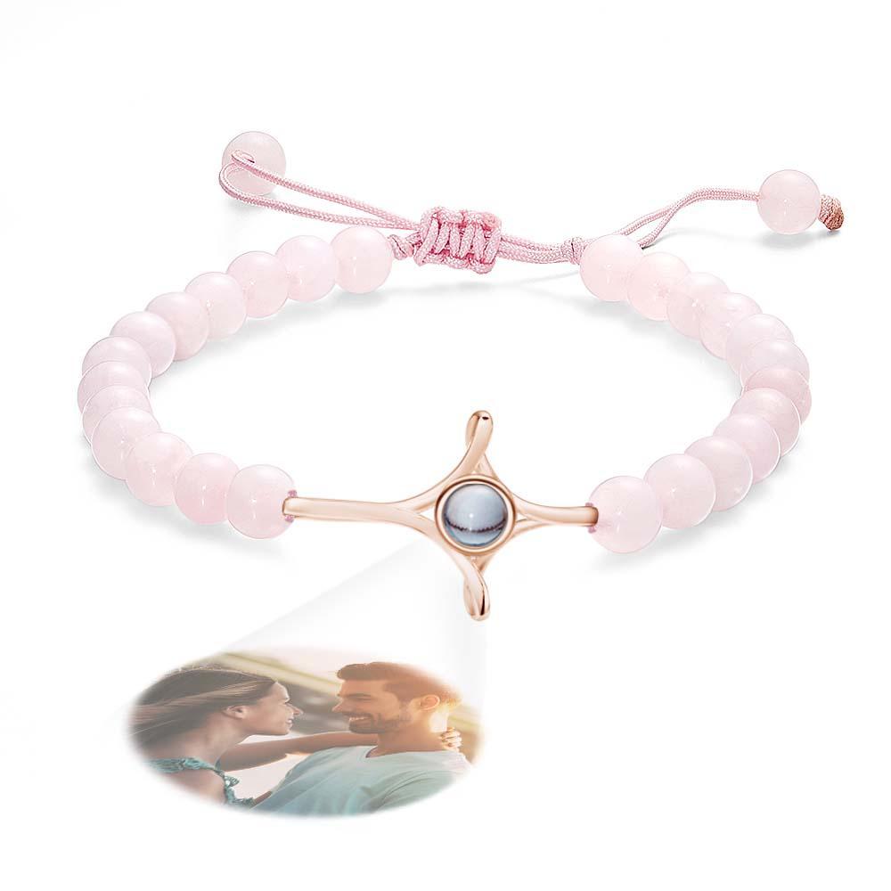 Braccialetto Personalizzato Con Perline Di Proiezione Di Foto Con Croce Regalo Commemorativo Per Lei - soufeelit