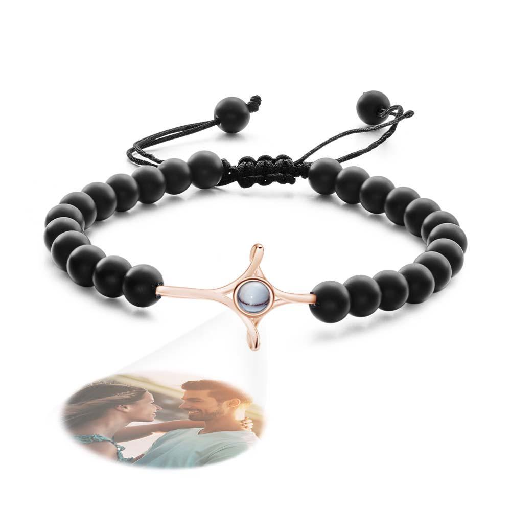 Braccialetto Personalizzato Con Perline Di Proiezione Di Foto Con Croce Regalo Commemorativo Per Lei - soufeelit