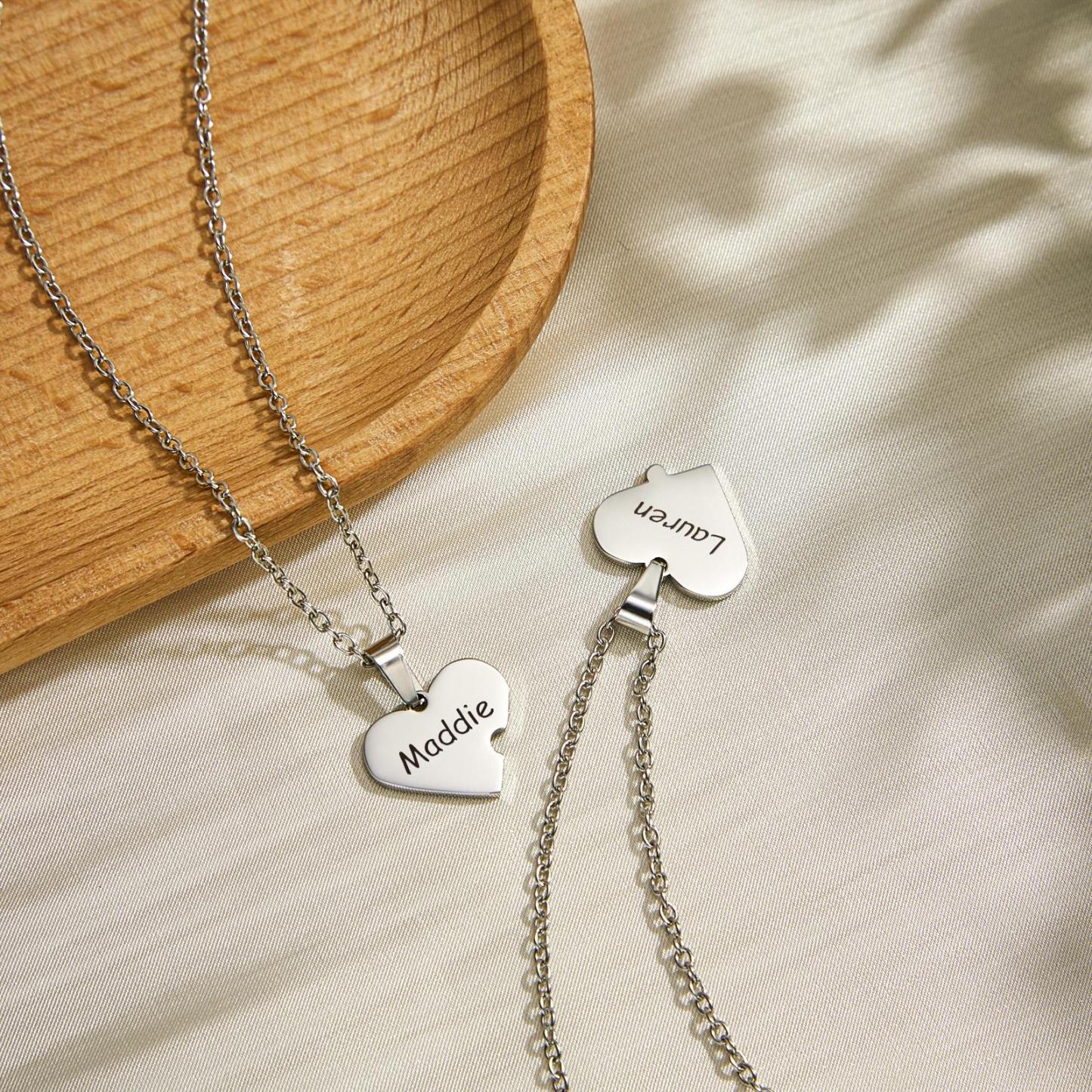 Gioielli Di Tendenza Con Pendente A Forma Di Cuore Con Incisione A Forma Di Cuore Per Coppie - soufeelit