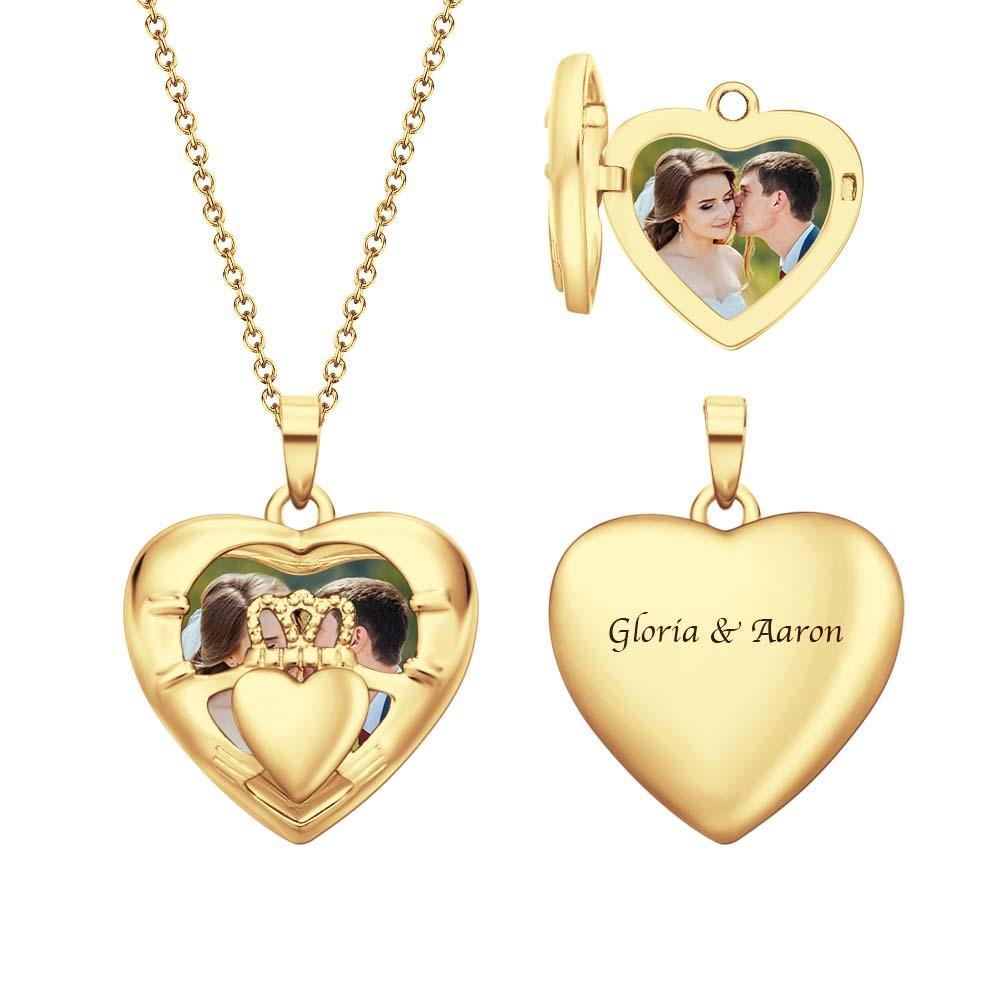 Collana Con Foto Incisa Personalizzata Regali Con Ciondolo Con Foto Corona D'amore - soufeelit