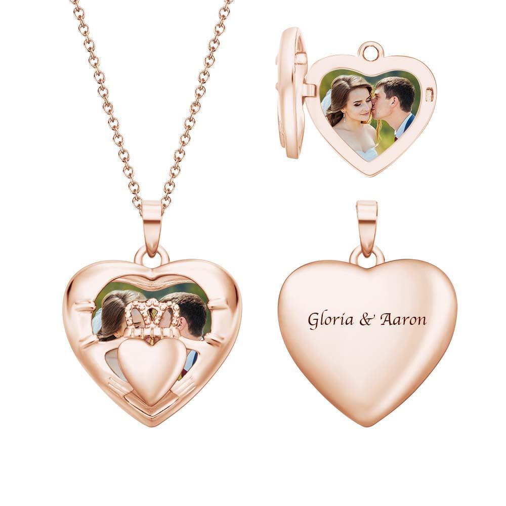 Collana Con Foto Incisa Personalizzata Regali Con Ciondolo Con Foto Corona D'amore - soufeelit