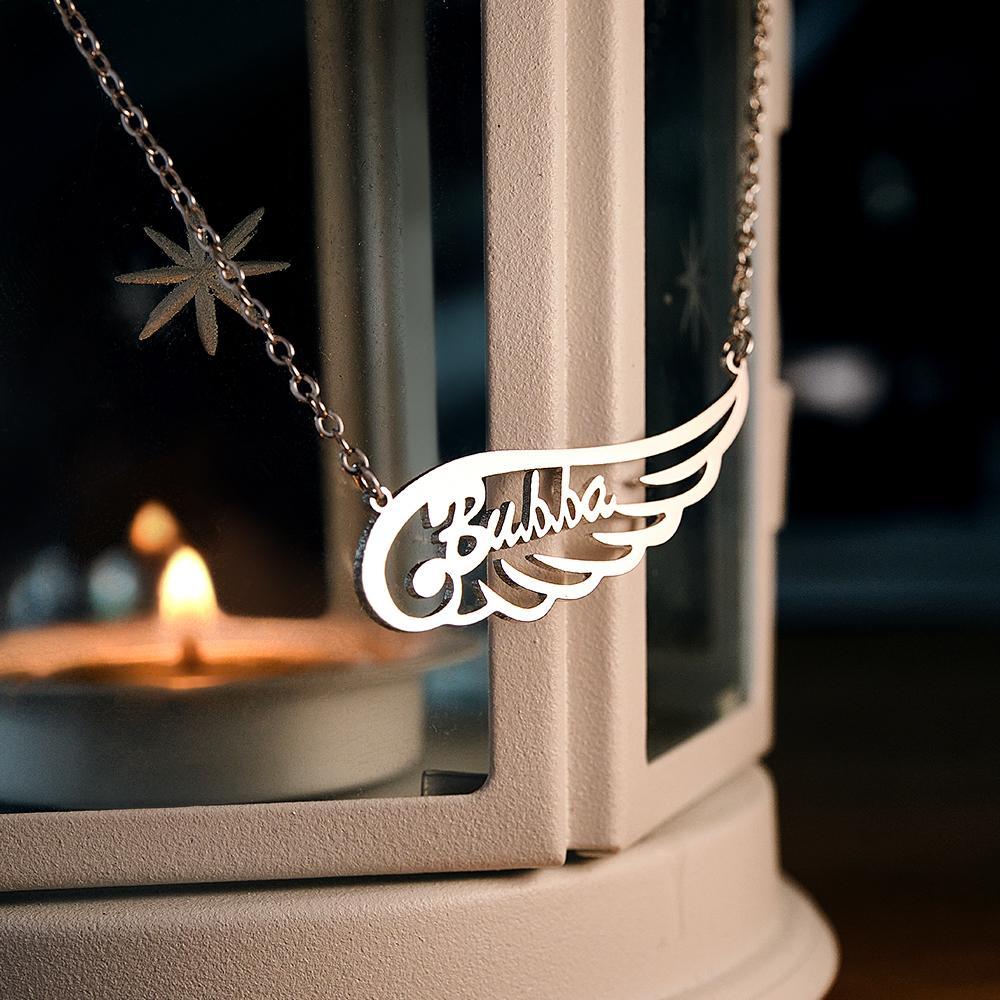 Collana Con Nome Di Ala D'angelo Ciondolo Di Moda Con Lettera Personalizzata Per Lei - soufeelit