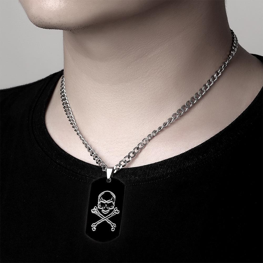 Collana Con Tag Cane Engrave Necklace Custom Skeleton Halloween Gift
