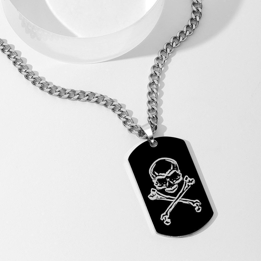 Collana Con Tag Cane Engrave Necklace Custom Skeleton Halloween Gift