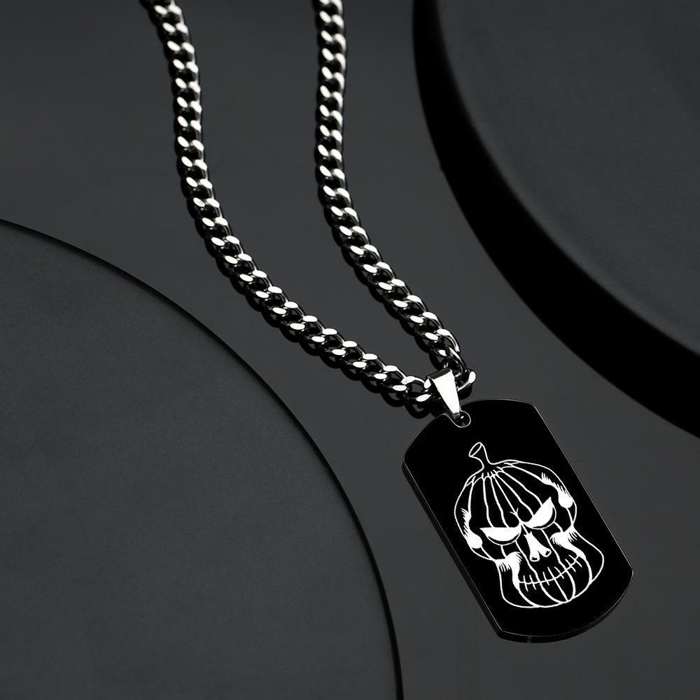 Custom Engnazioni Necklace Pumpkin Skull Halloween Stile Militare Di Lusso