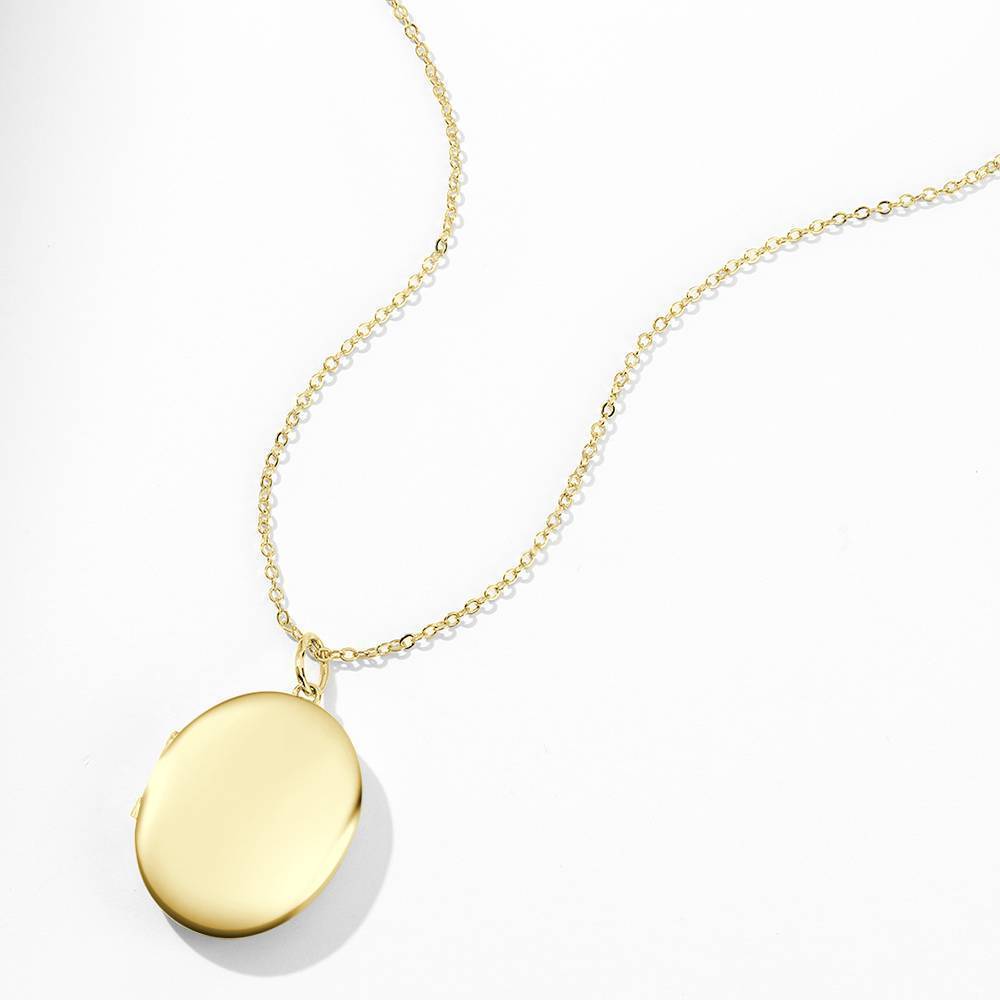 Collana A Medaglione Ovale Con Incisione In Oro 14k Incisa