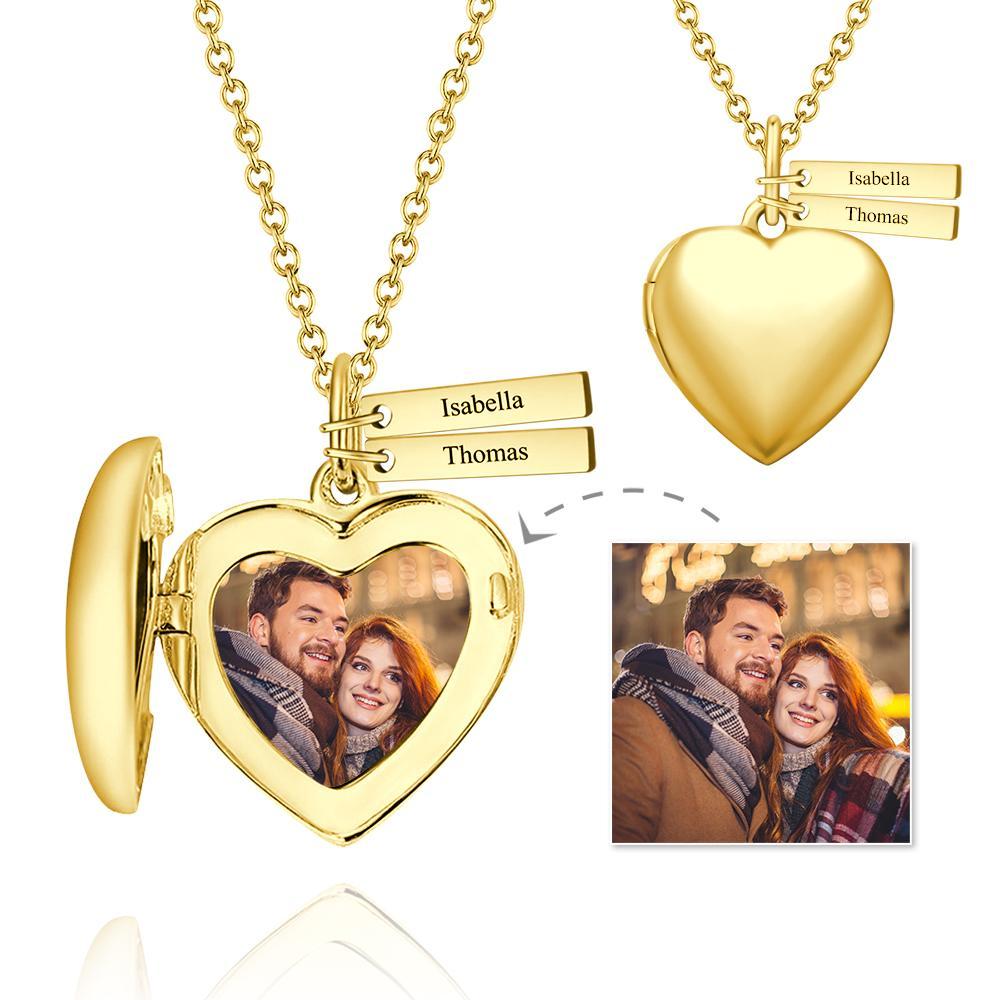 Collana Cuore Medaglione Con Due Barre Incise In Oro 14k