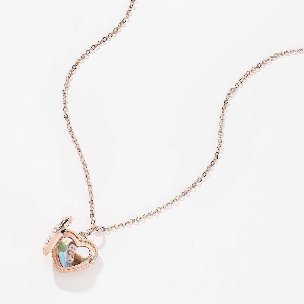 Collana Con Cuore Stampato A Cuore In Rilievo Placcato Oro Rosa