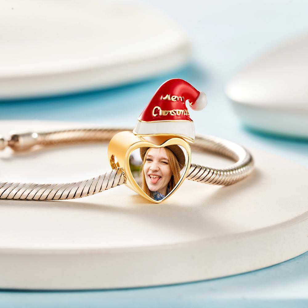 Cappello Di Natale Con Ciondolo Fotografico Personalizzato Con Ciondolo A Forma Di Cuore Regalo Per Lei - soufeelit