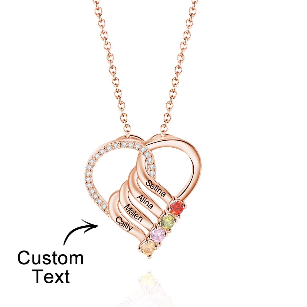 Collana Personalizzata Per Mamma Con Pietre Portafortuna E Nomi Figli - Ciondolo Cuore, Regalo Compleanno/Festa Mamma