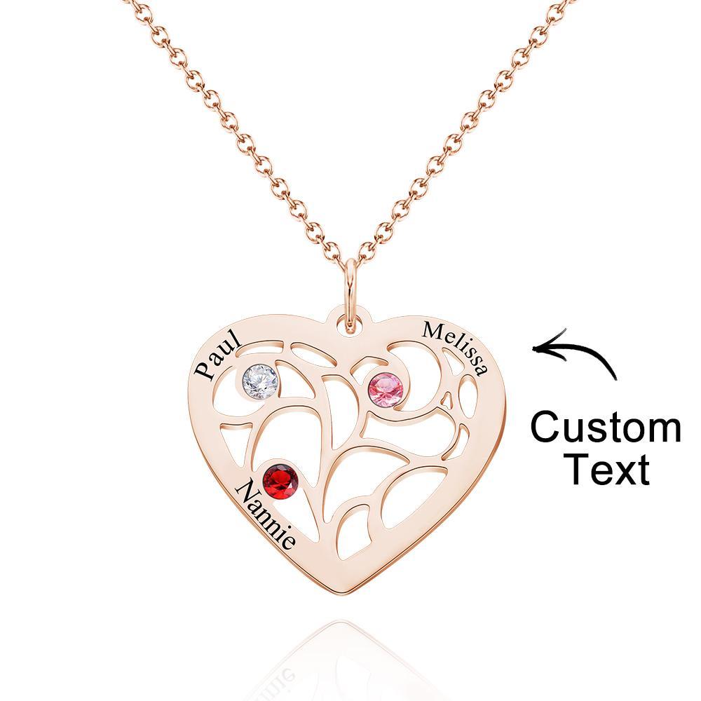 Inciso 1-5 Nomi Birthstone Albero Genealogico Ciondolo A Forma Di Cuore Personalizzato Regali Per Il Giorno Di Natale - soufeelit