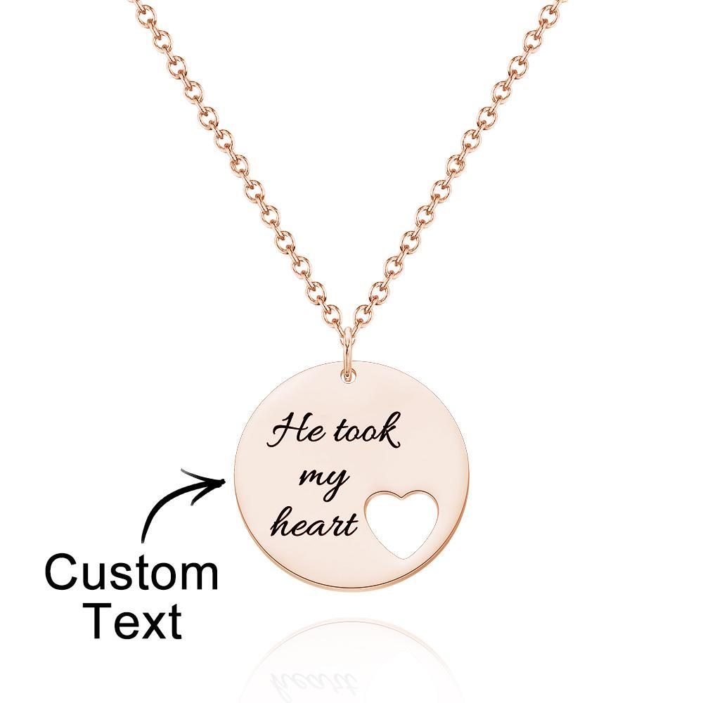 Collana Personalizzata Con Taglio A Cuore Ciondolo A Forma Di Cuore Vuoto Con Incisione Personalizzata - soufeelit