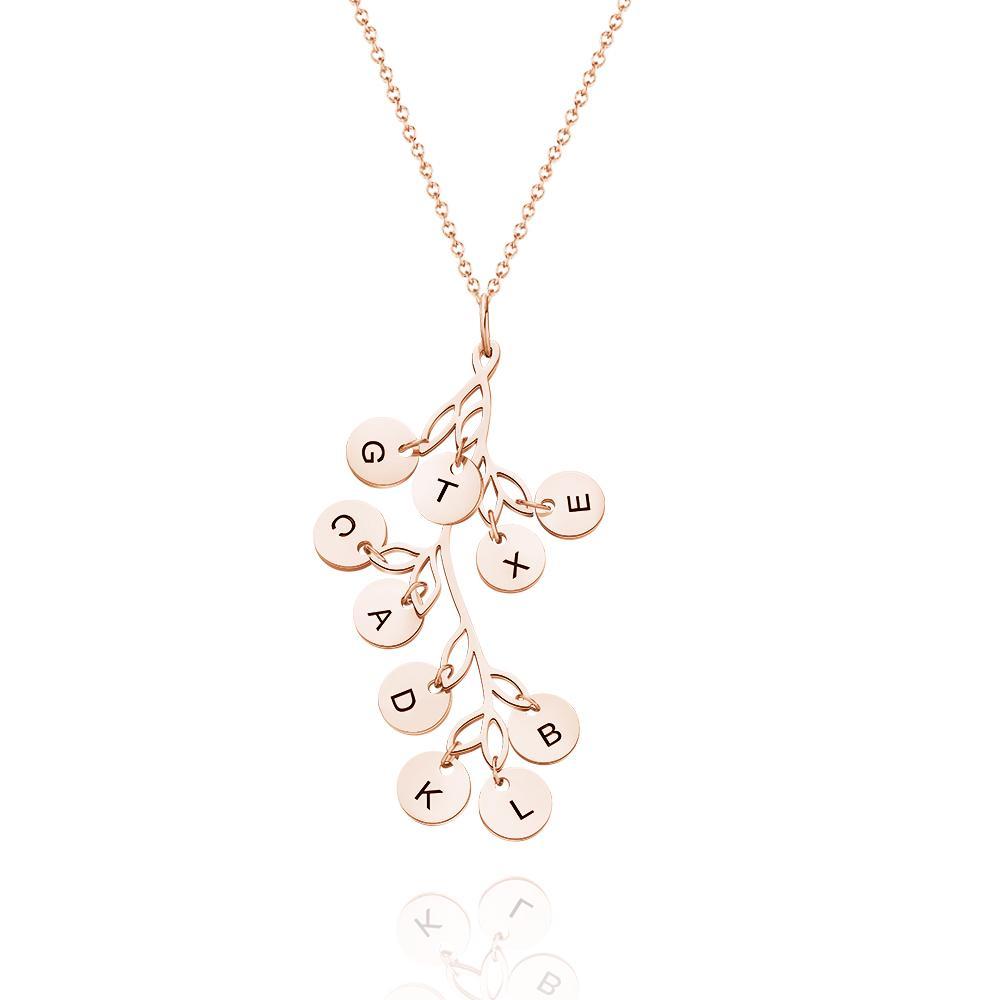 Collana con lettere incise personalizzate Collana con albero genealogico Regalo per le donne