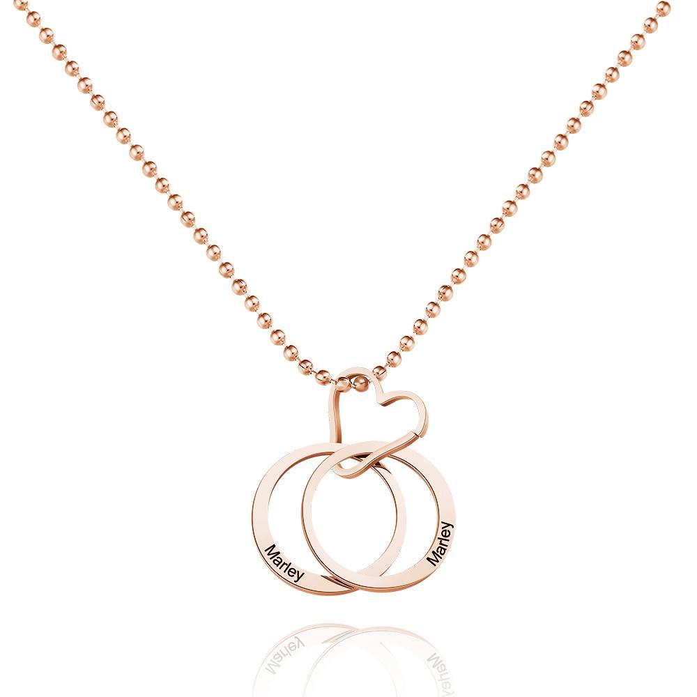 Collana A Due Cerchi Con Anello A Forma Di Cuore Inciso Personalizzato Per Il Miglior Regalo Per Le Coppie
