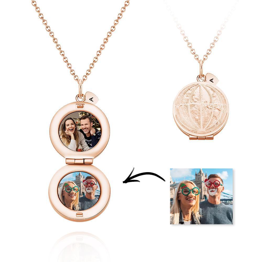 Collana Con Foto Personalizzata Incisa Modellazione Della Terra Flip Photo Creative Gift