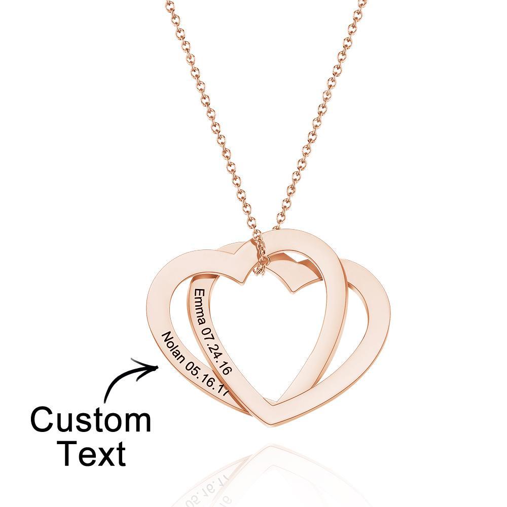 Collana Con Incisione Personalizzata Collana Con Due Cuori Regalo Per Lei - soufeelit