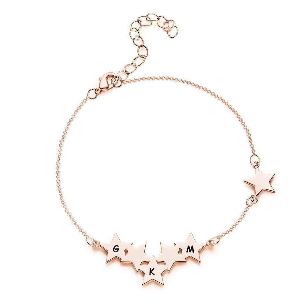 Bracciale con alfabeto inciso personalizzato Bracciale con stella minimalista unico