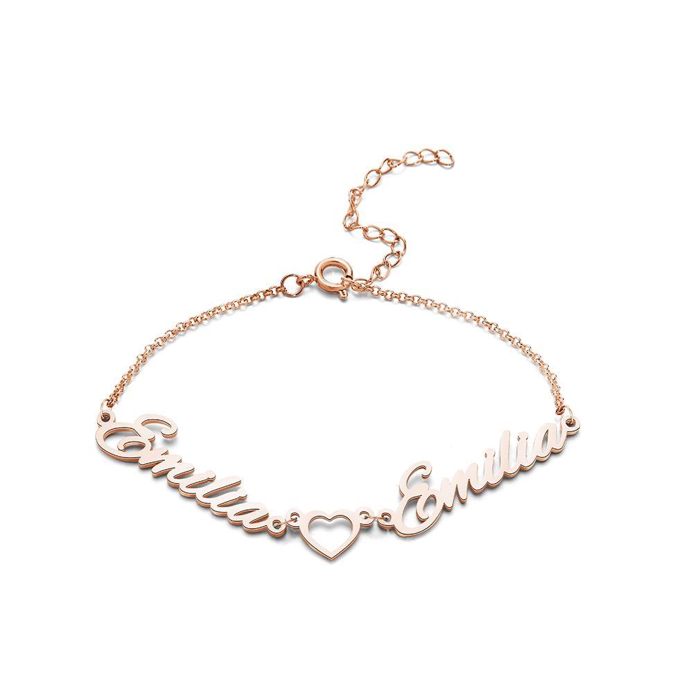 Bracciale personalizzato inciso Bracciale con due nomi Regalo di San Valentino per lei