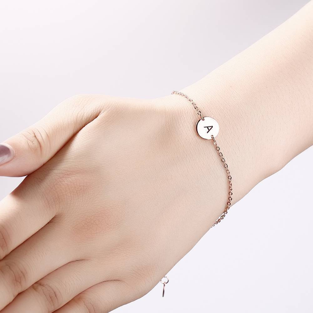 Iniziali Bracciale Incidibile Oro Rosa Placcato