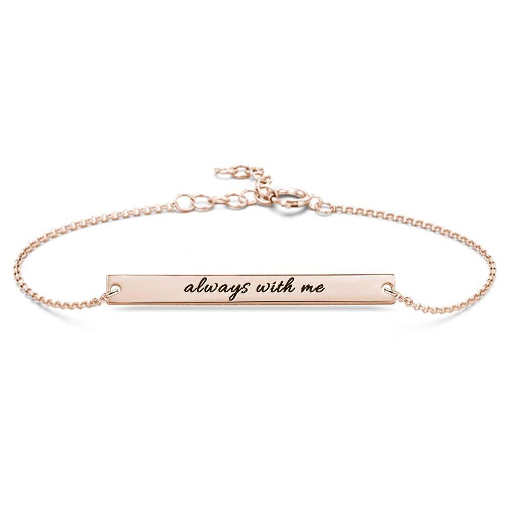 Personalizzato Bracciale Bar Inciso, Regalo Damigella D'onore Placcato Oro Rosa - Oro Rosa