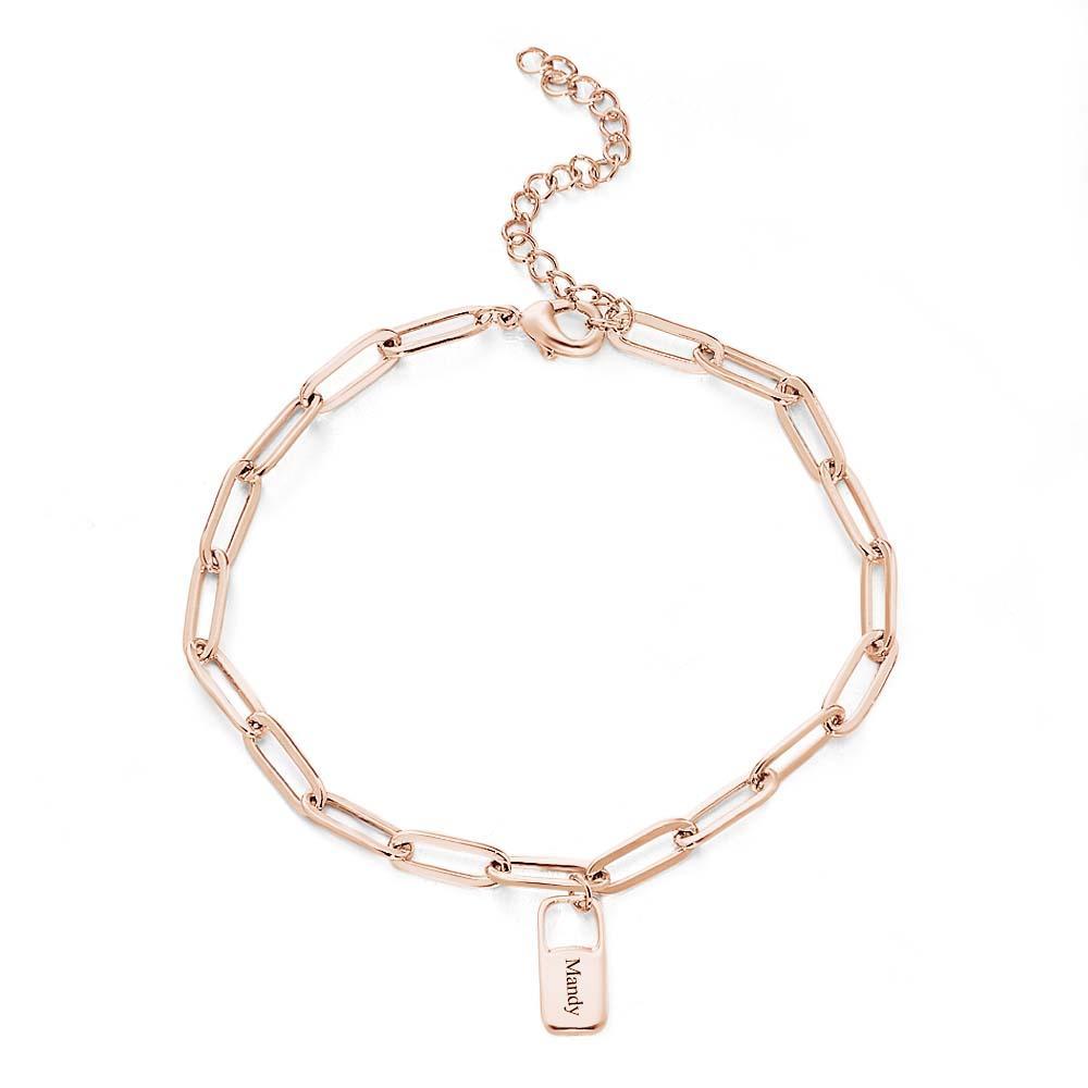 Bracciale Con Maglie A Catena Rory Con 1-6 Ciondoli Bracciale Con Nomi Di Famiglia Personalizzati - soufeelit