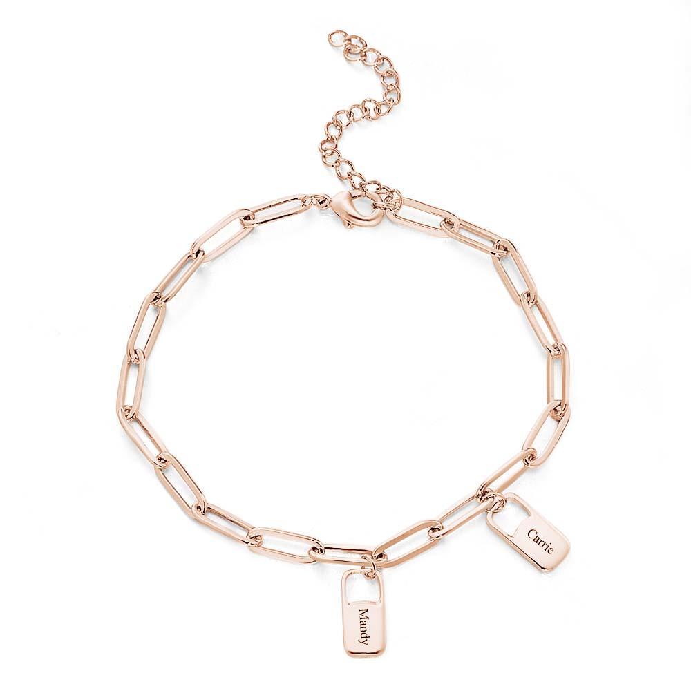 Bracciale Con Maglie A Catena Rory Con 1-6 Ciondoli Bracciale Con Nomi Di Famiglia Personalizzati - soufeelit