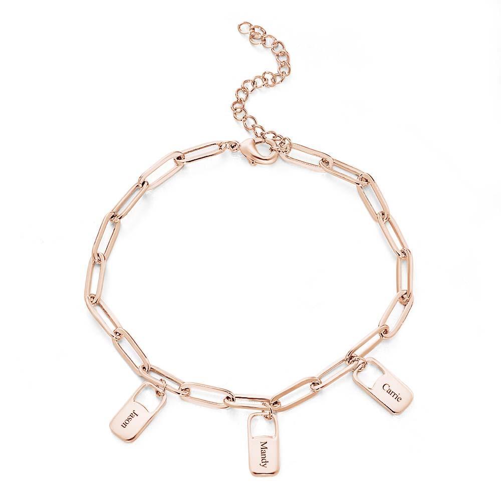 Bracciale Con Maglie A Catena Rory Con 1-6 Ciondoli Bracciale Con Nomi Di Famiglia Personalizzati - soufeelit