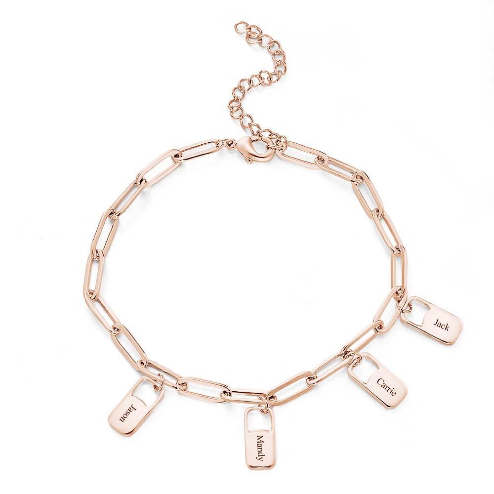 Bracciale Con Maglie A Catena Rory Con 1-6 Ciondoli Bracciale Con Nomi Di Famiglia Personalizzati - soufeelit