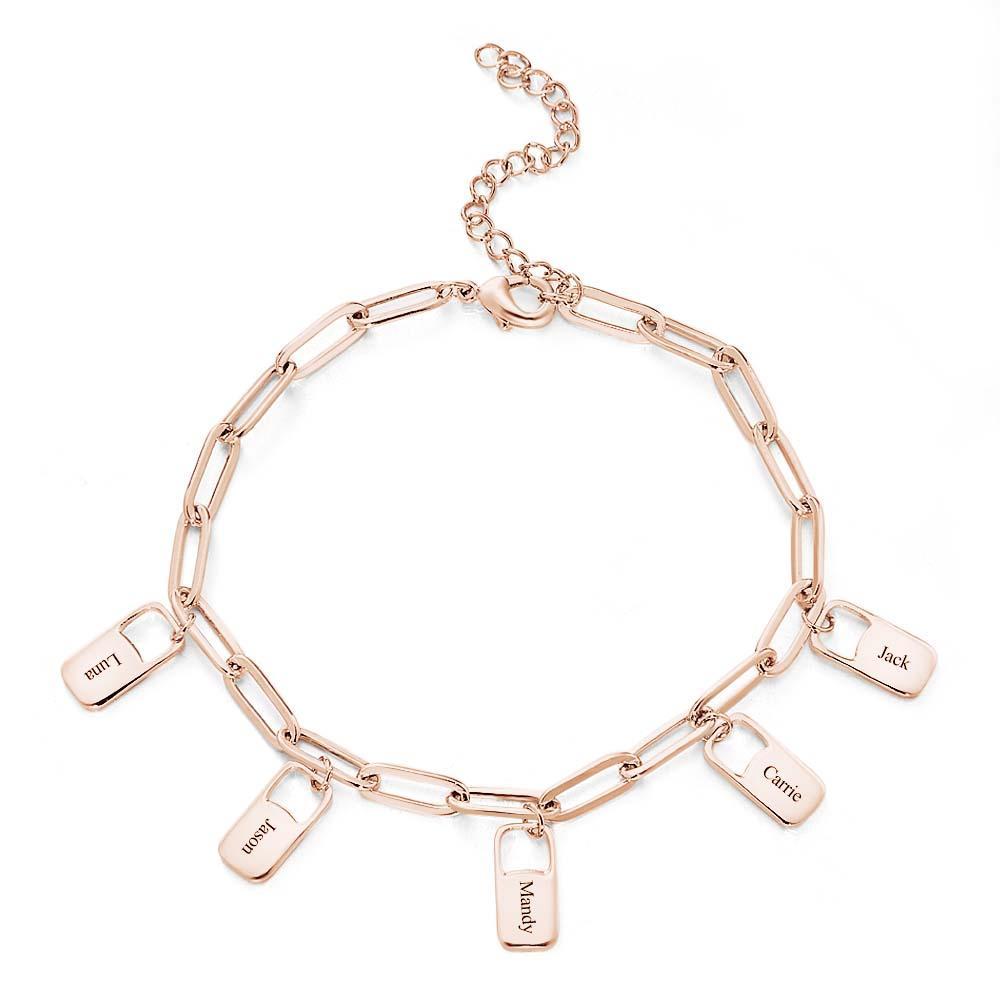 Bracciale Con Maglie A Catena Rory Con 1-6 Ciondoli Bracciale Con Nomi Di Famiglia Personalizzati - soufeelit
