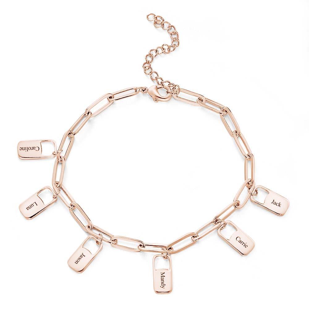 Bracciale Con Maglie A Catena Rory Con 1-6 Ciondoli Bracciale Con Nomi Di Famiglia Personalizzati - soufeelit