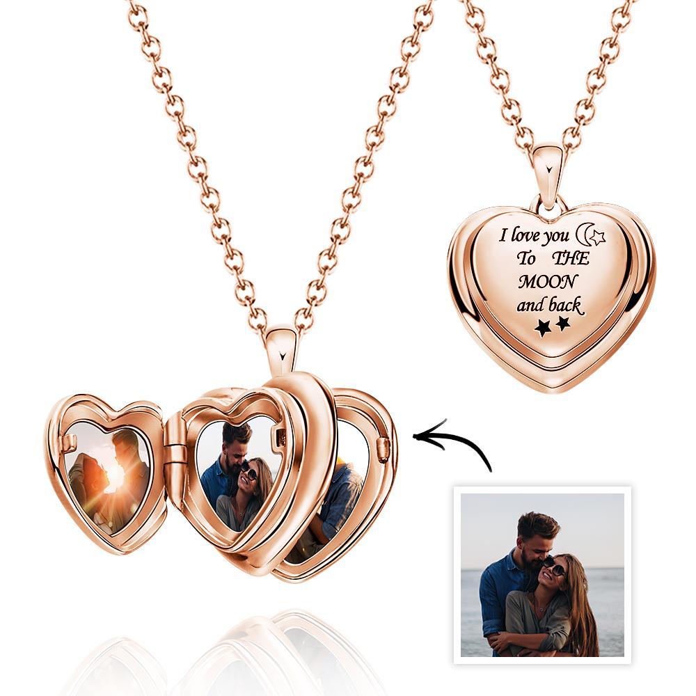Collana Medaglione Ti Amo Fino Alla Luna E Ciondolo Medaglione Posteriore 4 Foto Medaglione Regalo Per Le Donne - soufeelit