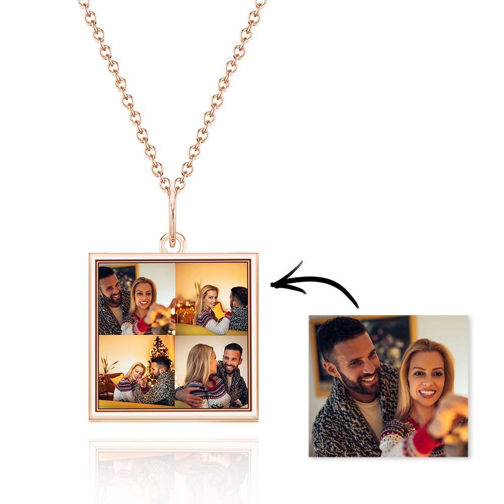 Collana Personalizzata Con Quattro Foto Ciondolo Quadrato Con Ciondolo Personalizzato