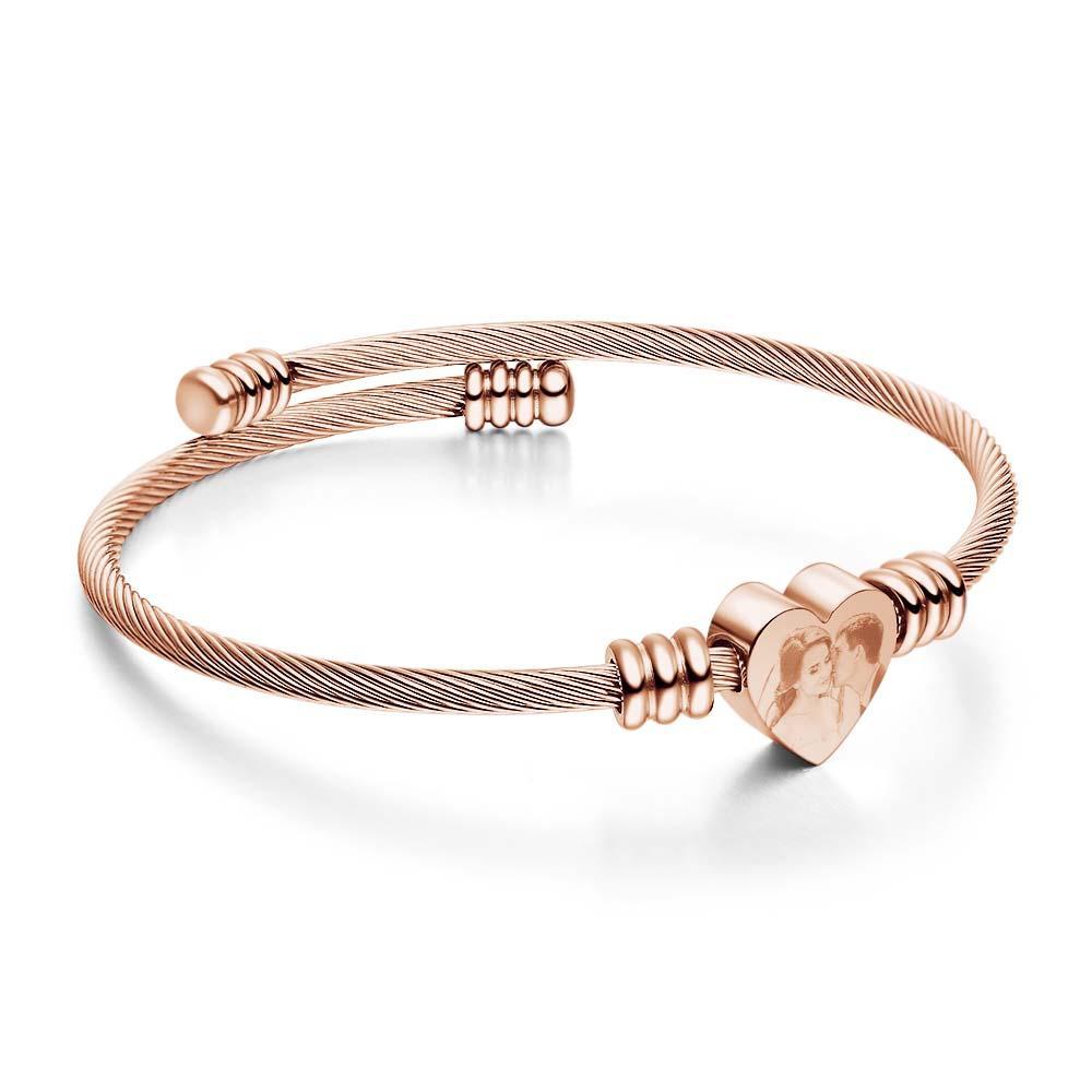 Braccialetti Con Immagine Personalizzata Per Le Donne Bracciale Rigido Con Ciondolo A Forma Di Medaglione Personalizzato Inciso Gioielli Commemorativi Ispirati Regalo Di Compleanno Per Ragazze Madre - soufeelit