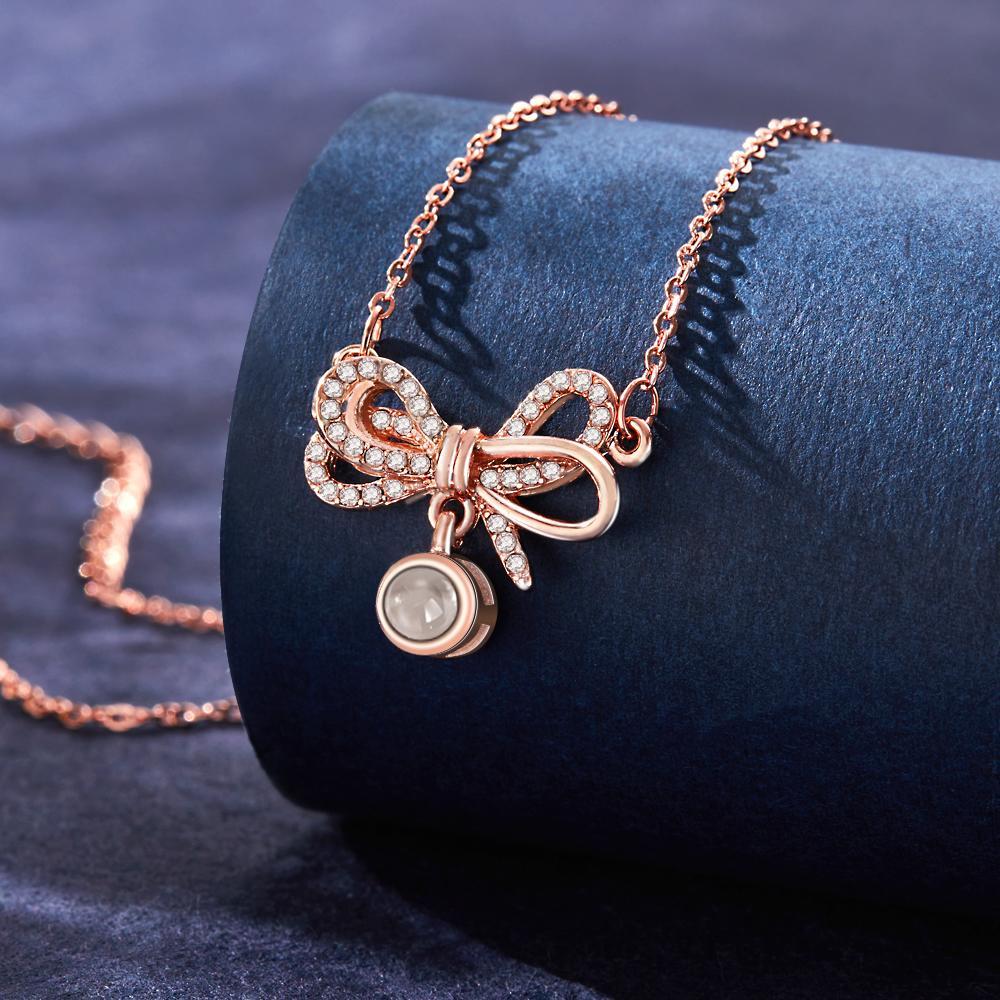 Collana Con Proiezione Di Foto Con Fiocco Immagine Elegante Personalizzata All'interno Di Gioielli Regali Di San Valentino - soufeelit