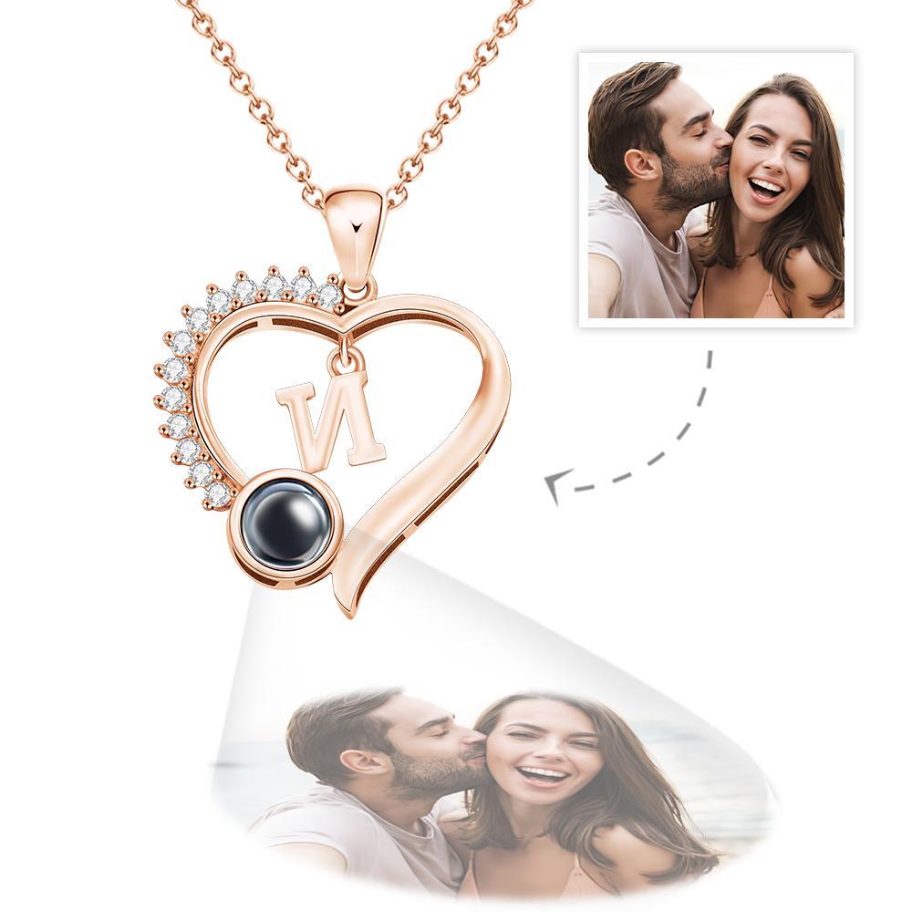 Collana Di Proiezione Personalizzata Lettera Personalizzata Regali Di Design A Forma Di Cuore - soufeelit