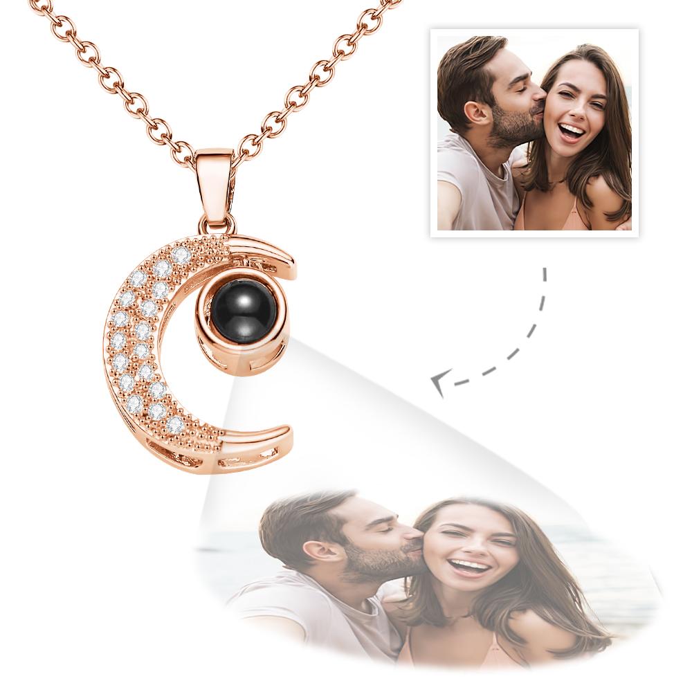 Collana Personalizzata Con Proiezione Di Foto, Strass, Luna, Regali Squisiti - soufeelit