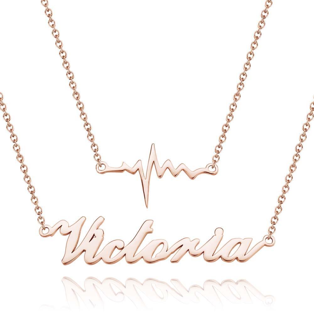 Collana Con Nome Personalizzato Con Due Catene Interconnesse 'our Love'. - soufeelit