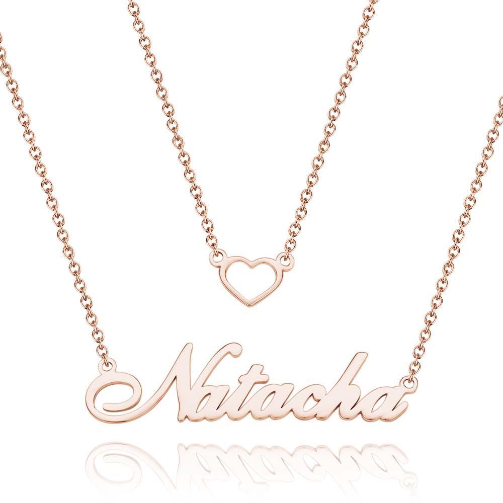 'give My Heart To You' Collana Con Nome A Doppia Catena A Cuore Personalizzata Regalo Unico Per La Fidanzata - soufeelit