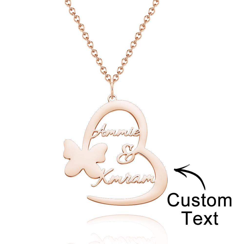 Collana Con Incisione Personalizzata Collana Con Farfalla A Forma Di Cuore Regalo Per Lei - soufeelit