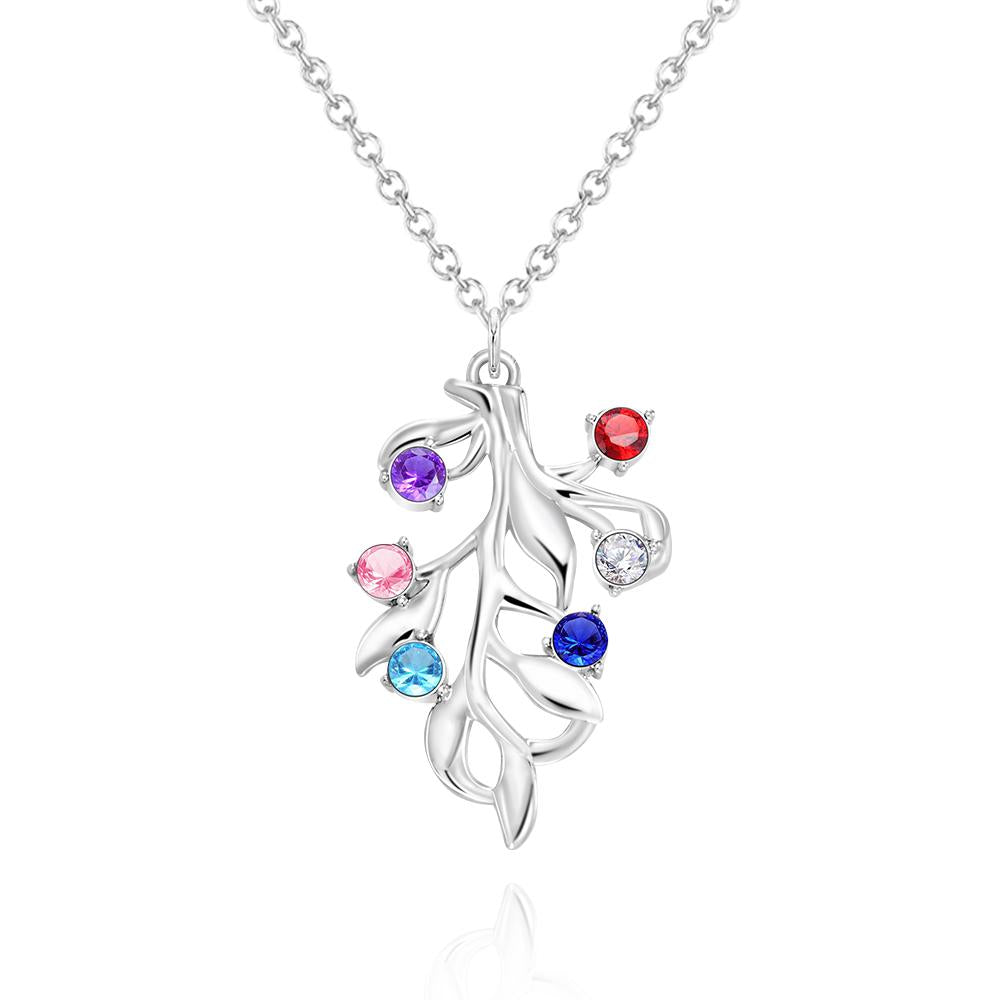 Personalizzato Birthstone Collana Albero Di Diamanti Commemora I Regali - soufeelit