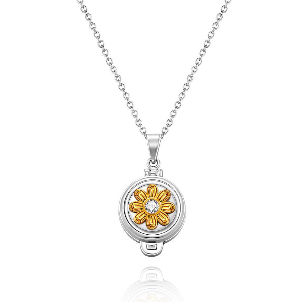 Collana con foto incisa personalizzata Collana con girasole e margherita Regalo a doppia faccia per la fidanzata