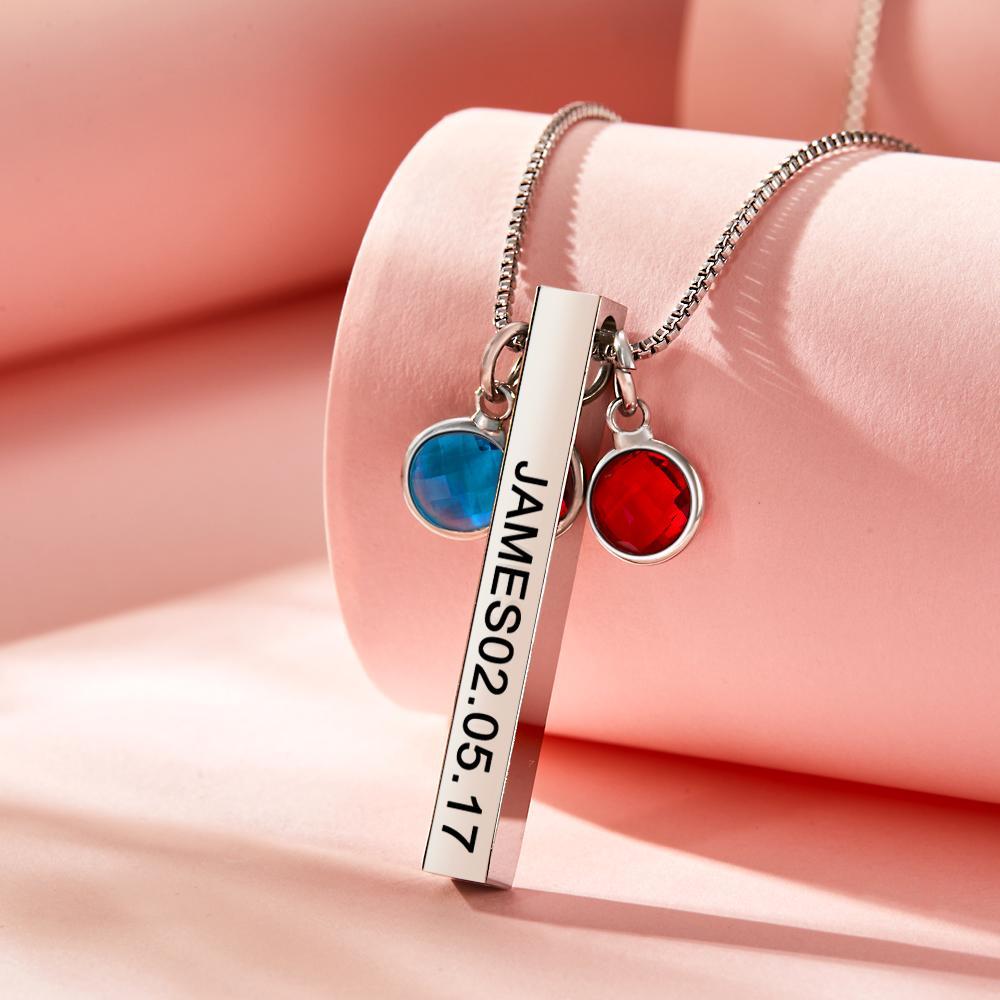 Collana Con Pietra Portafortuna Con Incisione Personalizzata Regali Con Barra Verticale In Oro - soufeelit