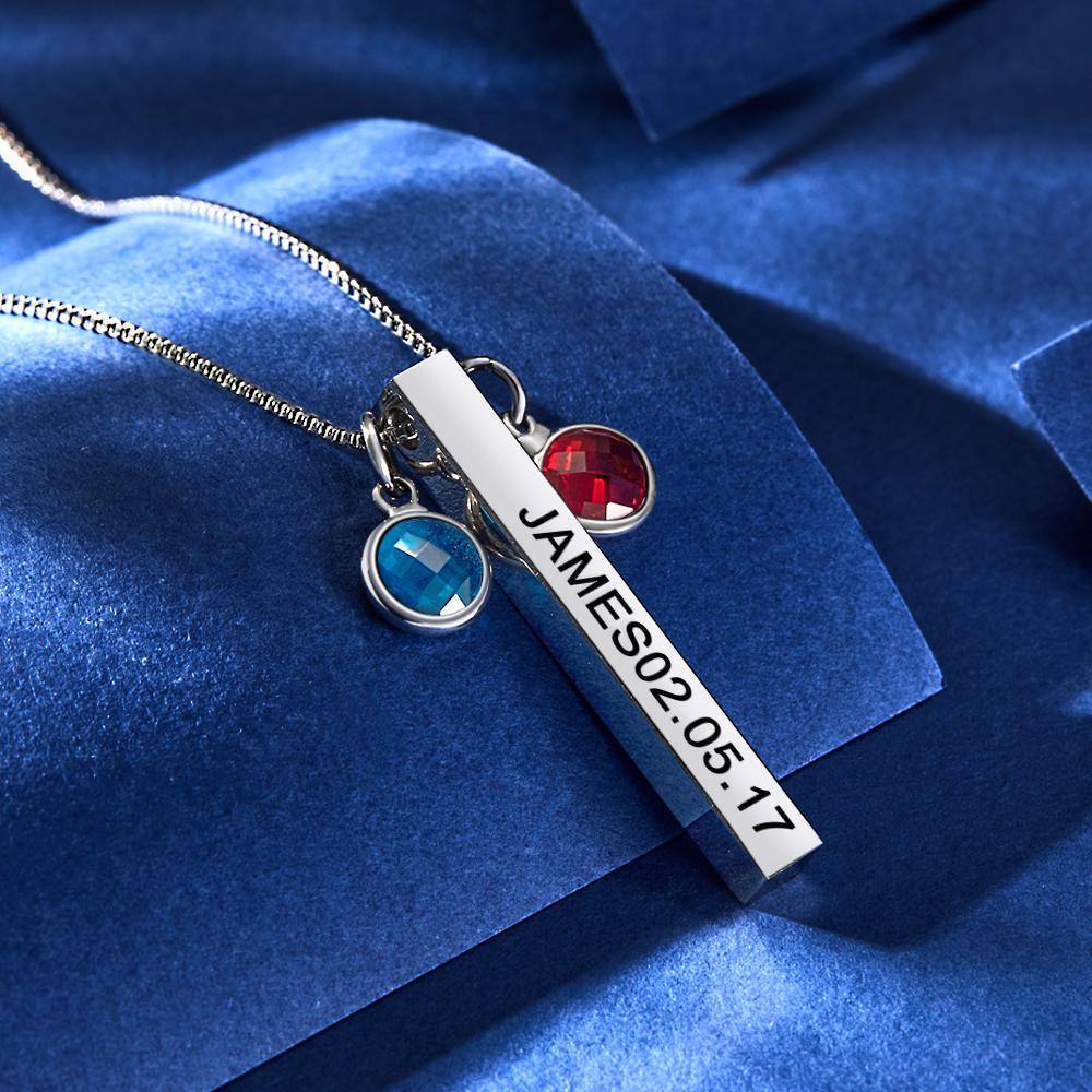 Collana Con Pietra Portafortuna Con Incisione Personalizzata Regali Con Barra Verticale In Oro - soufeelit