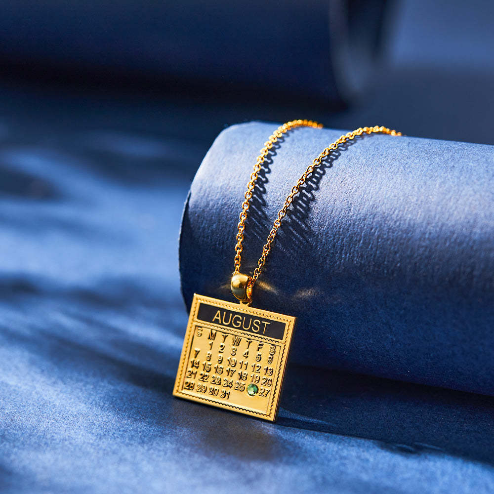 Collana Calendario Personalizzata Con Pietra Portafortuna Ciondolo Salva La Data Regali Per L'anniversario - soufeelit