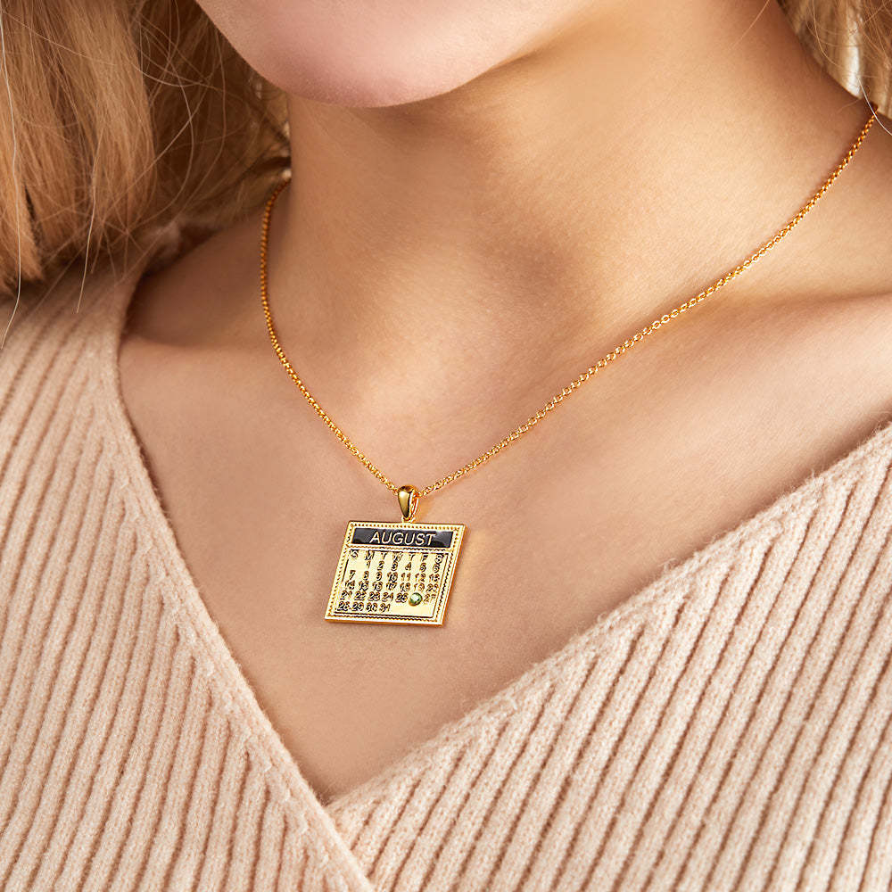 Collana Calendario Personalizzata Con Pietra Portafortuna Ciondolo Salva La Data Regali Per L'anniversario - soufeelit