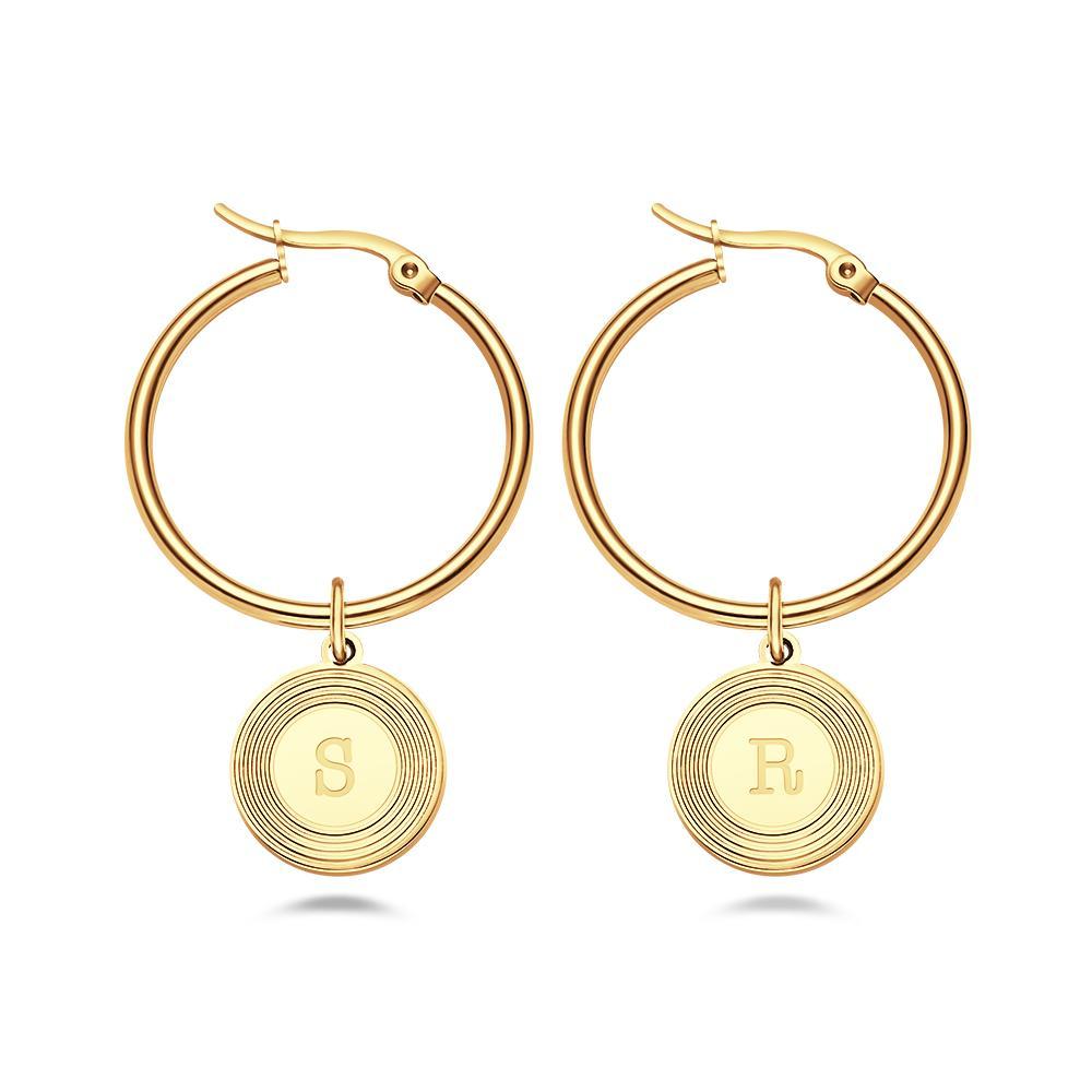 Orecchini con lettera iniziale Orecchini rotondi con alfabeto alla moda